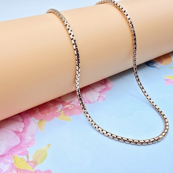 "Slim Rose Gold Box Chain Necklace for Men & Women, 19.7 Inch Length, XPNL0077 - Picture 6 of 12